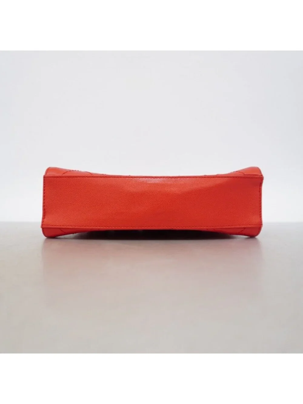 Chanel Chain Tote Quilted Caviar Leather Red Silver
